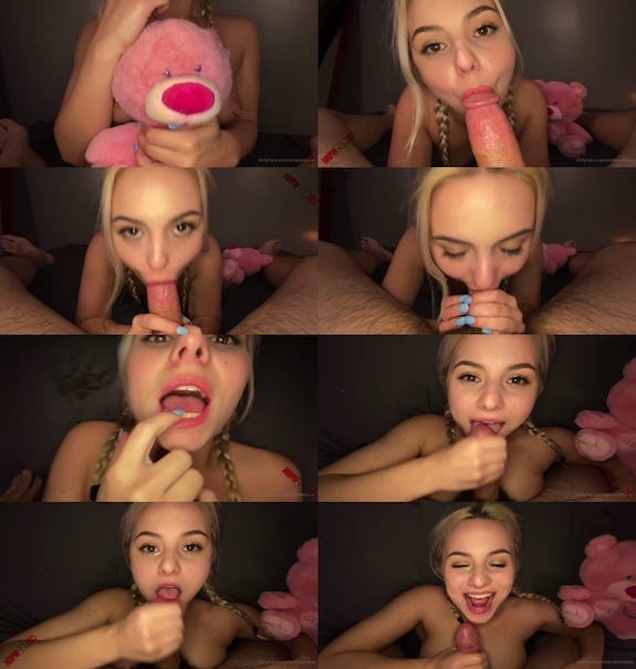 Aria Banks POV close up blowjob with cum in mouth