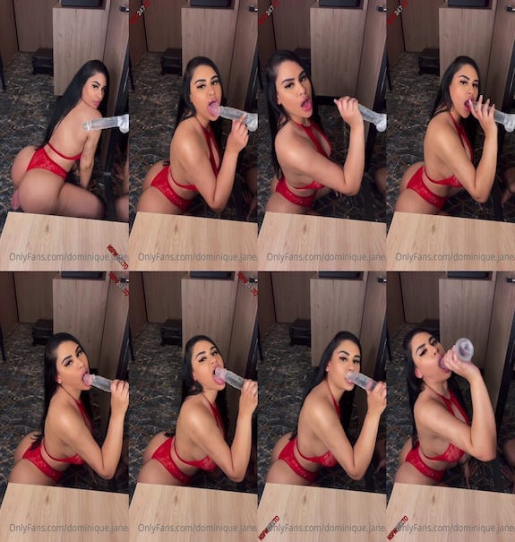 Dominique Jane sucking dildo toy