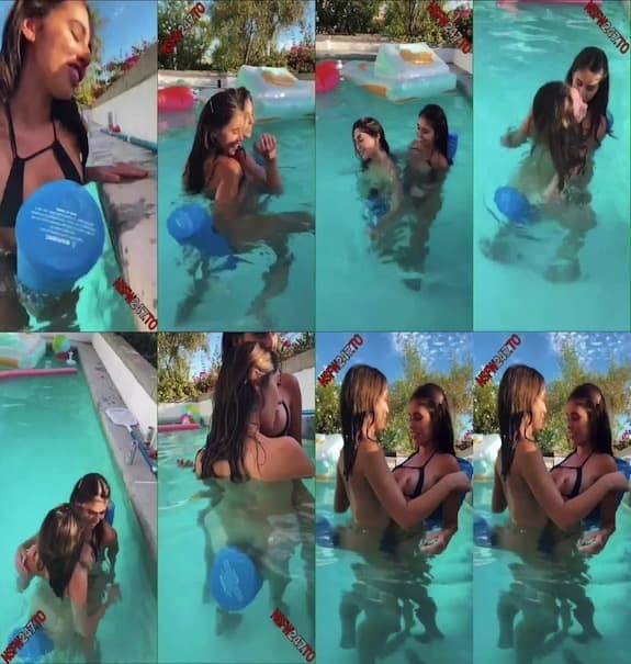 Violet Summers and Riley Summers sisters tease in swimming pool snapchat premium 2020/06/19