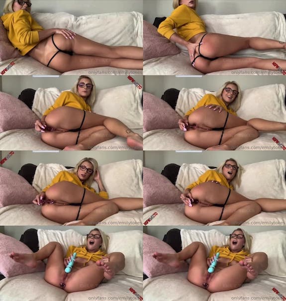 Emily Tokes anal dildo fucking and pussy masturbation