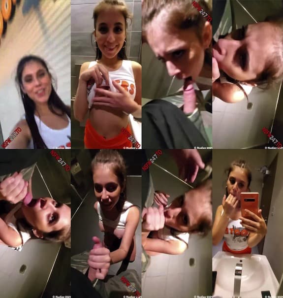 Violet Summers HOOTERS GIRL! Giving a lucky customer a blowjob in the hooters bathroom snapchat premium 2021/10/22